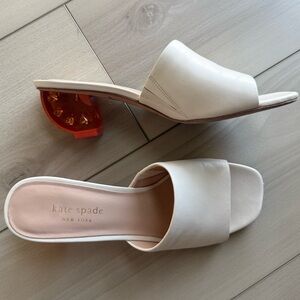 kate spade White Slide Mules with Orange Slice Heels